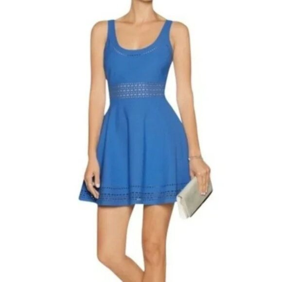 NWT Elizabeth & James Fit & Flare Skater Laser Cut Lapis Sapphire Blue Dress 10